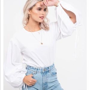 Balloon Sleeve White Top
